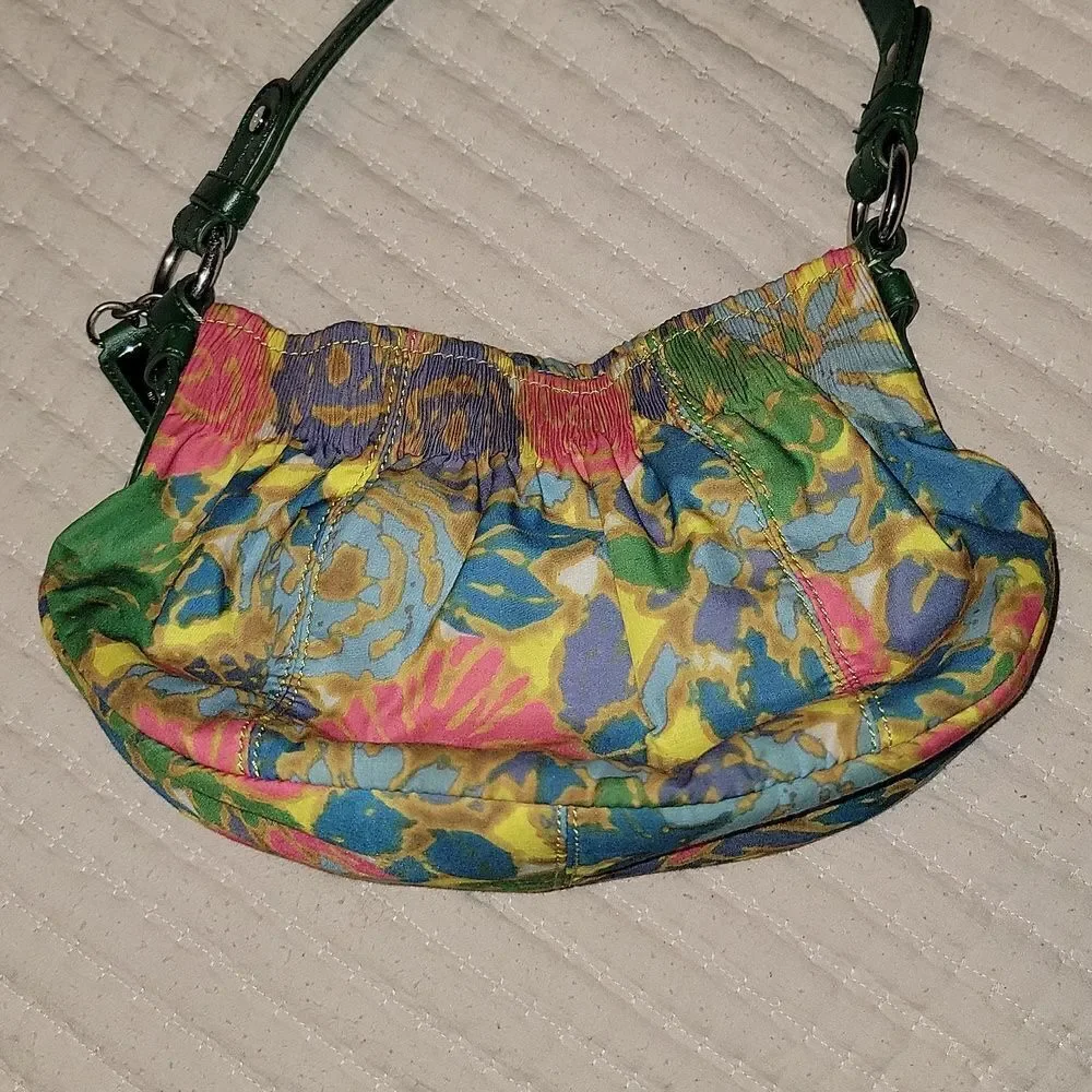 Nine West Boho Cloth Purse Leather Strap Handbag
